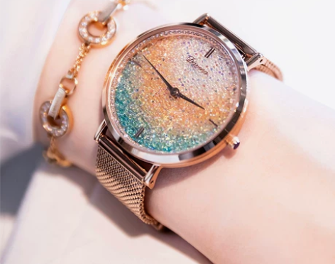 施华洛世奇手表女士奢华渐变星空水晶满天星女...