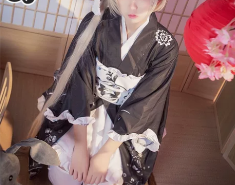 【三町目】春日野穹cos穹妹黑色和服浴衣c...