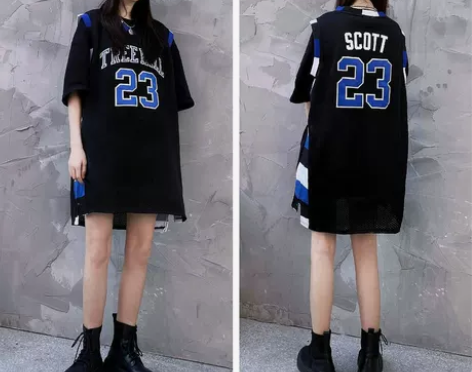 无袖下半身失踪大码t恤长款港风篮球服背心女...