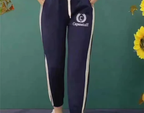 卫裤女2023春纯棉复合不加绒高腰直筒宽松...