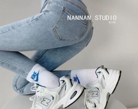 欧美风超高腰单排扣牛仔裤女秋冬紧身显瘦小脚...