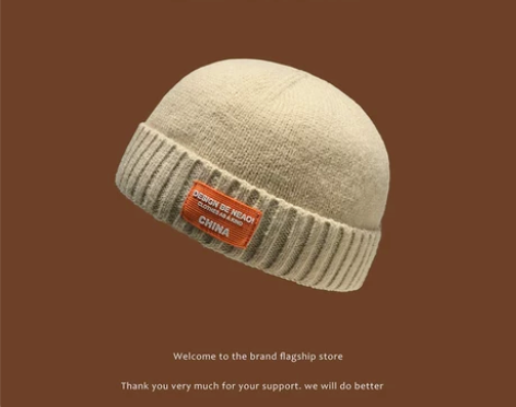 雅痞无檐瓜皮帽女潮牌日系复古时尚针织毛线帽...