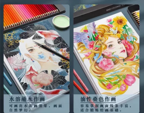 美术生简繁100色专业彩铅彩色铅笔手绘涂色...