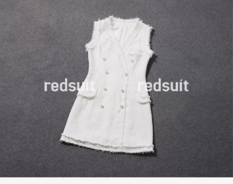 redsuit 气质显瘦V领修身收腰白色小...