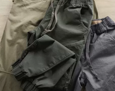 【清仓】抽绳收口束脚裤百搭休闲长裤男士黑色...