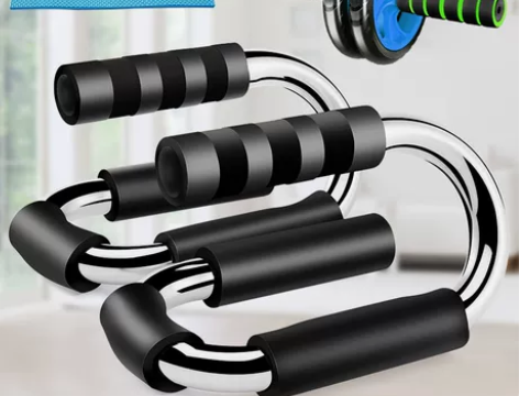 俯卧撑支架男建健身器材家用锻炼胸肌腹健轮钢...