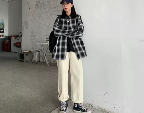 牛仔裤子女2022秋冬新款潮流百搭宽松高腰...