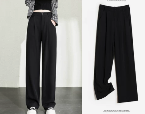 西装阔腿裤女垂感2022春夏新款白色宽松显...