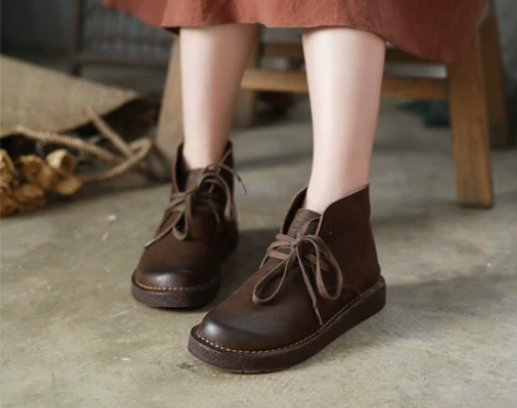 脱毒罂粟 高低两相宜 牛皮秋冬真皮单鞋女平...