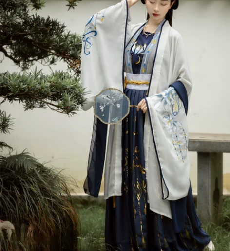 千韵岗琼华汉服女秋正品原创古装中国风齐腰白...