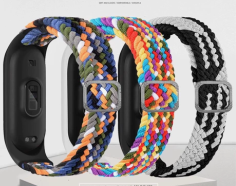 适用小米手环6/5代精织日扣可调节尼龙弹力...