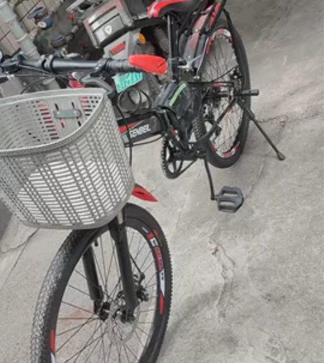 折叠自行车成人儿童山地单变速 黑红色（减震...