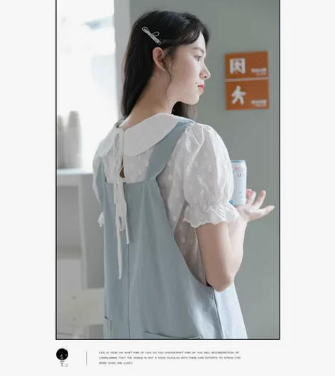 牛仔背带裙女夏2021新款韩版宽松大口袋中...