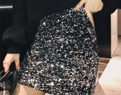 2023早春新亮片半身裙女显瘦高腰包臀裙a...