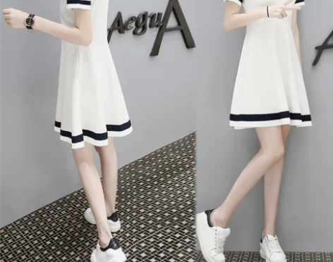 连衣裙冷淡风运动裙子夏休闲学生小个子t恤