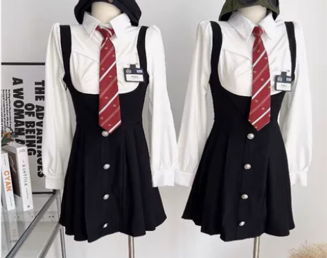 林十一 校园小说女主 假两件连衣裙女秋学院...