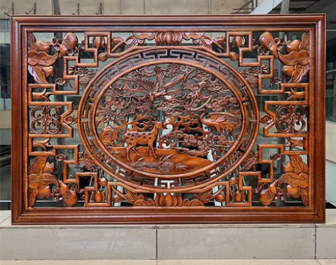 东阳木雕挂件福字福禄寿喜玄关竖屏装饰画中式...