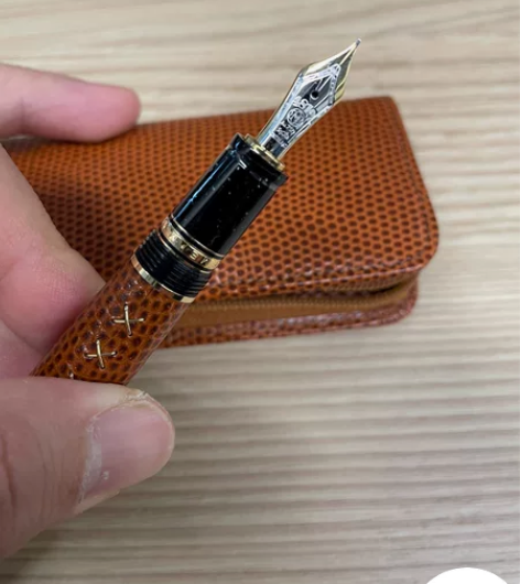 出万宝龙 波西米亚 橙色牛皮 钢笔 盒证全...