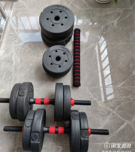 20公斤哑铃全套实物绿色的，使用了没几次因...