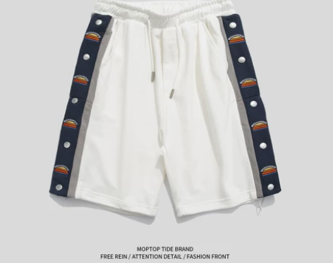 MMOPTOP夏季新款ins男士短裤排扣裤...