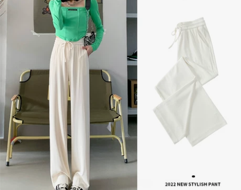 冰丝阔腿裤女春夏季薄款高腰垂感2022新款...