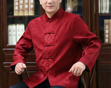 中老年人唐装男士中式大码上衣老人春秋薄款