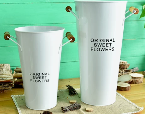 【夏沐】田园复古干花铁皮桶铁艺鲜花店装饰花...