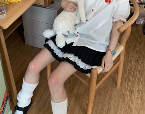 PopBus原创少女蕾丝显瘦高腰蛋糕裙半身...