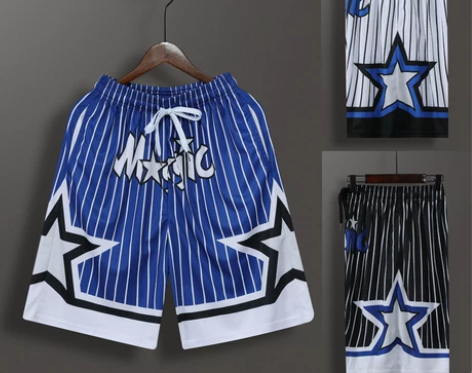 NBA 篮球运动短裤男魔术队复古跑步训练裤...