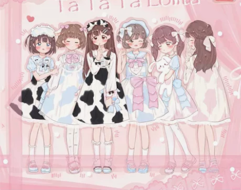 塔塔塔原创正版奶牛纹印花小奶糕lolita...