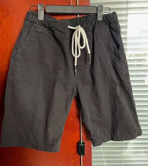 黑色休闲短裤，100%纯棉 男士夏季外穿宽...