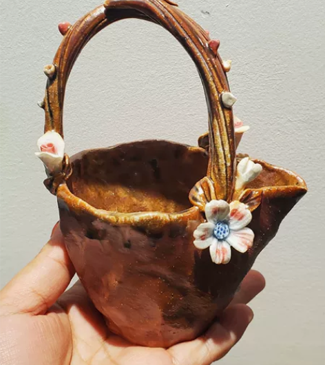 全手工制作柴烧桃花花篮公道杯，容量150c...