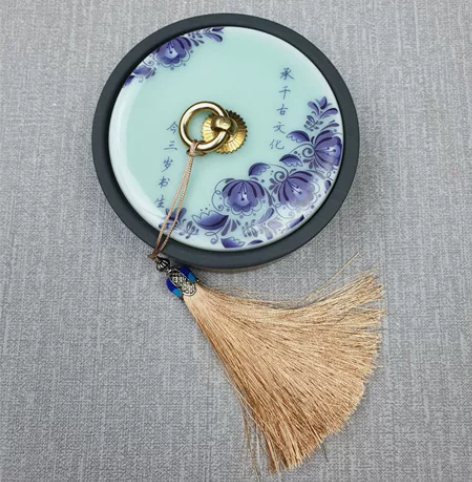 亏本出一个原石砚台带陶瓷盖的加高圆池砚台端...