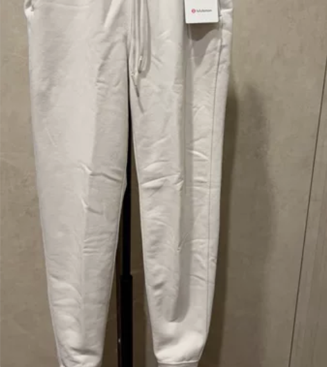 lululemon女士白蛋白色收脚加绒裤，...