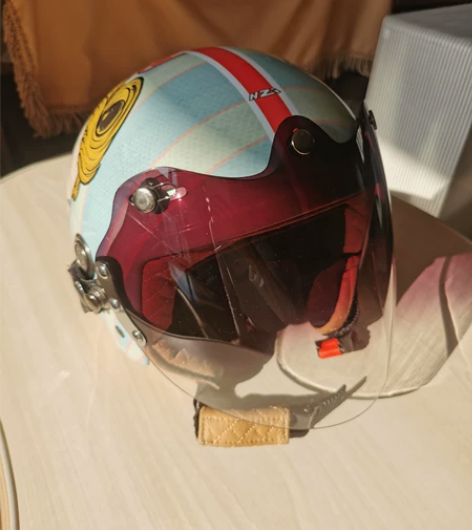 西班牙NZI绝版版花摩托车复古3/4头盔L...