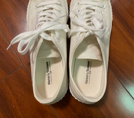 美特斯邦威女士白色低帮帆布鞋 tb旗舰店购...