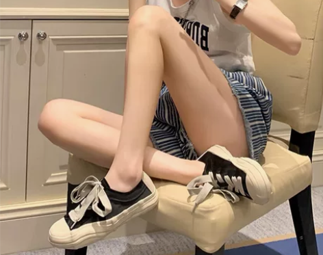 帆布鞋女大码42 夏季圆头系带百搭溶解单鞋...