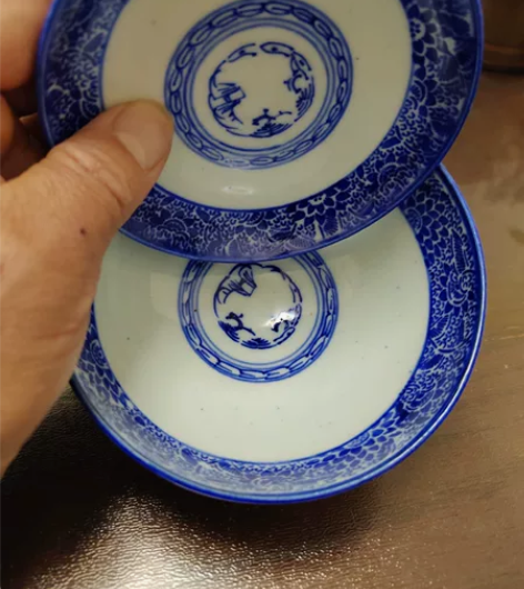 老青花盖碗，够老，年代感十足，一起拍可小刀...