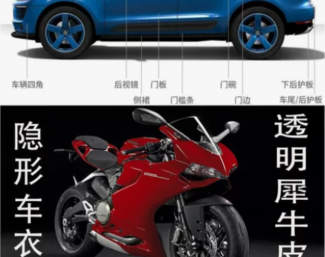 加厚3M犀牛皮摩托车漆面防刮花透明隐形车衣...