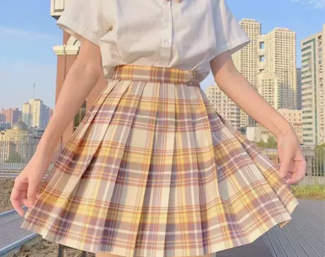 山吹格裙日系JK制服裙温柔一刀冰淇淋电竞少...