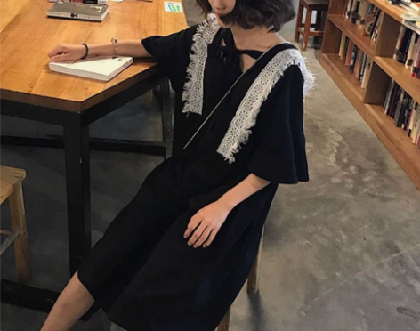 pphome裙子18文艺冷淡风连衣裙显瘦小...