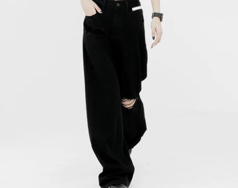 KEN STUDIO直筒牛仔裤女2022新...