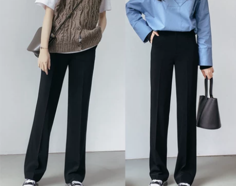 阔腿裤女夏薄款高腰拖地裤西装宽松微喇休闲直...