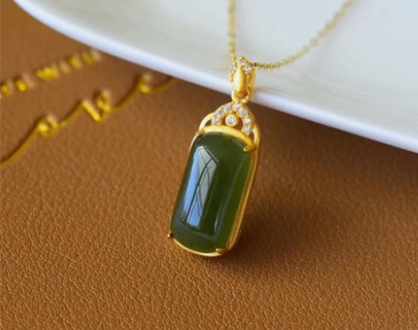 【全新】天然和田青玉镶嵌S925纯银古法厚...