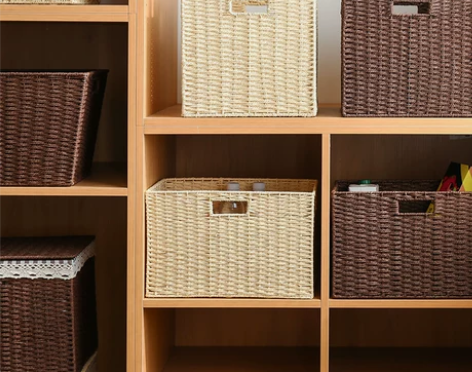 日式储物盒编织杂物草编藤编收纳筐玩具书本收...