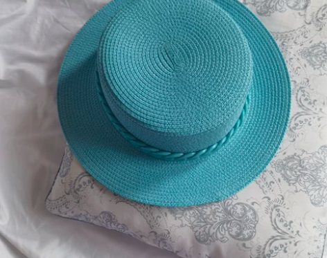 夏日甜心少女/链条 草帽女夏季纸草大檐遮阳...