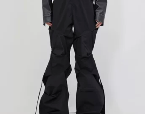 Culture小众褶皱侧面纽扣设计工装裤 ...