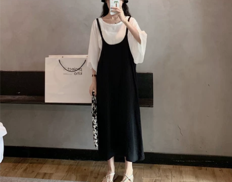 夏装2021新款背带连衣裙子仙女薄款网红炸...