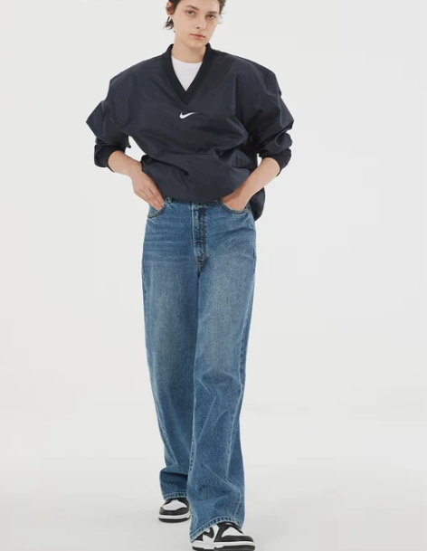 直筒裤裤子ZNE Jeans简约剪裁自由随...