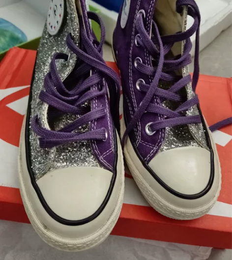 全新亮片鸳鸯色帆布鞋，36码。 30包邮旁...